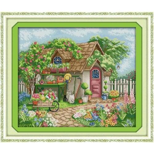 Beautiful summer garden hut DIY cross stitch kits 14CT 11CT count embroidery set needle and thread kit home decoration painting