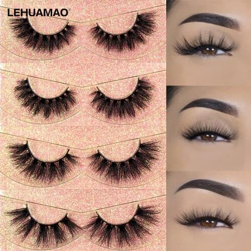 LEHUAMAO Eyelashes 5D Lashes Makeup Mink False Eyelash Reuse Fluffy Soft Thick Lash Dramatic Natural Volume Luxury Lashes Makeup