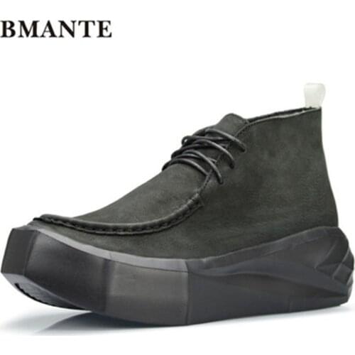 Bmante Men Shoes Height Increasing Flatform Genuine Leather Shoes Autumn Luxury Trainers Casual Male Sneakers Gothic Dark Owen