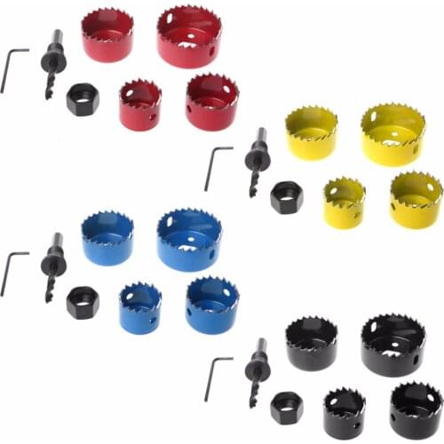 6Pcs Hole Circular Saw Set Drill Bit Cutting Cutter Round 32mm 38mm 45mm 54mm Blue Yellow Red Black Color