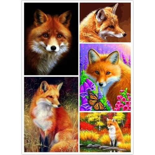 Acrylic Diy Painting By Numbers Fox Animals Acrylic Paint On Canvas Drawing Coloring By Numbers For Diy Gift Wall Art Pi