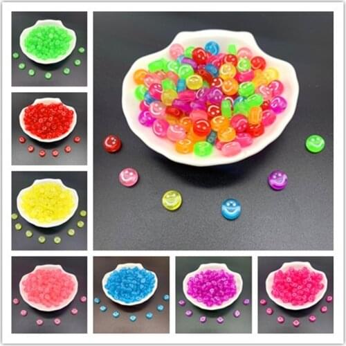 New 50pcs /Lot 10mm Oval Shape Transparent Acrylic Spaced Beads Smile Face Beads For Jewelry Making DIY Charms Bracelet Necklac