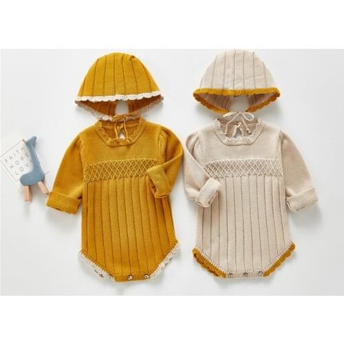 Baby Clothes Cotton Knitted Newborn Boy Girl Jumpsuits Outfits Long Sleeve One Piece Toddler Infant Overalls Fall Winter