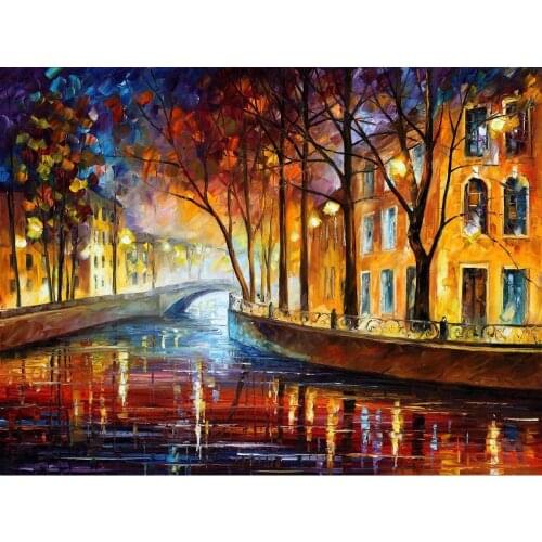 Landscape Modern paintings with Palette knife art oil on Canvas misty melody Handmade high quality