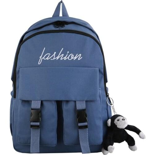Teenage Backpack for Girls School Bags Nylon Blue College Style Back Pack Women