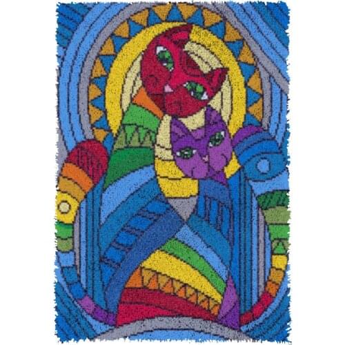 Latch Hook Cushion Kits Pillow Mat DIY Craft Cat Patterns Cross Stitch Needlework Crocheting Cushion Embroidery