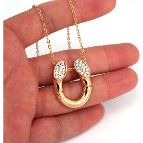 Hzew gold and silver color cuty horse Horseshoependant necklaces crystal Horseshoe necklace gift for women men gift
