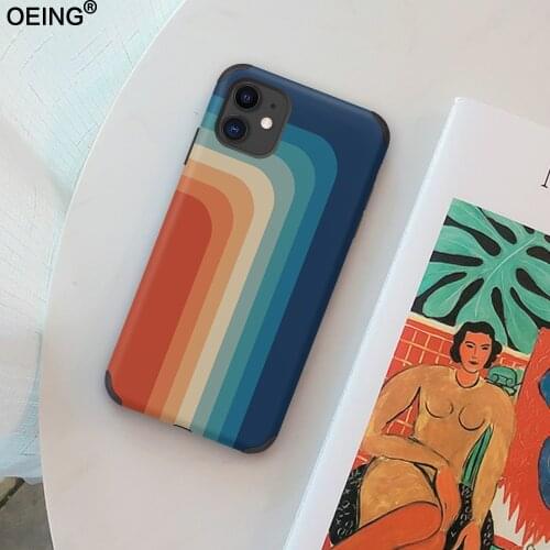 OEING Rainbow Phone Case For Iphone 12 Pro Max 11 6 7 8 X XS Max XR Old-Fashioned Shockproof Case Cover
