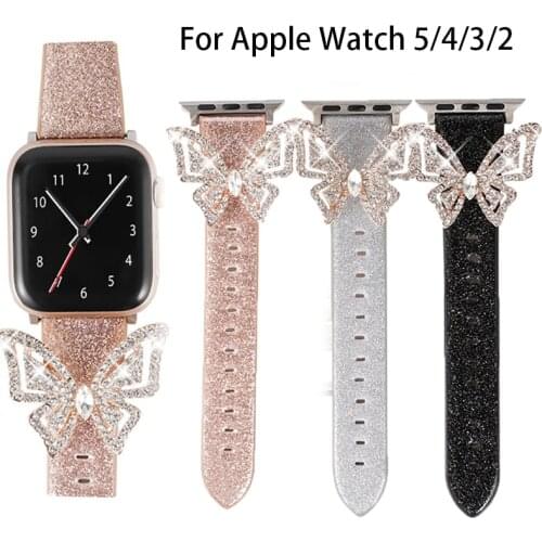 Bling Diamond Women for Apple Watch Watch Band Series 5/4/3/2 40 38mm Leather Straps for Iwatch Watchband 38mm 40 42 44mm