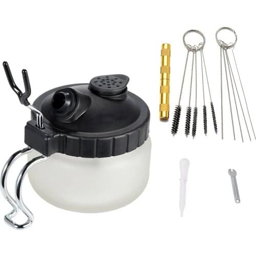 Airbrush Cleaning Pot for 0.2 0.3 0.5mm Nozzle Spray Gun Holder Tools Professional Glass Jar Bottle