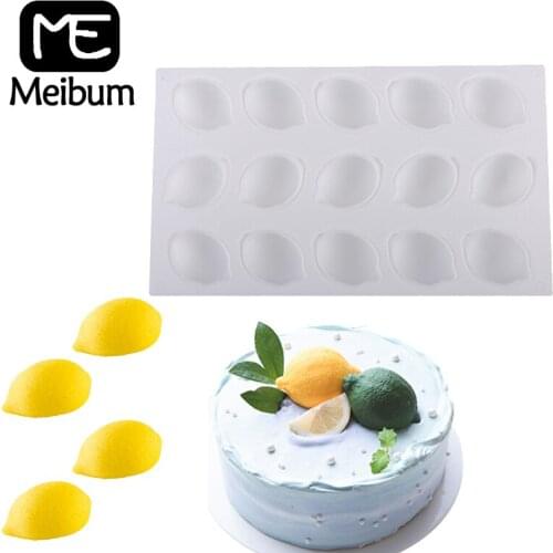 Meibum 15 Cavity Lemon Shape Fruit Jelly Mousse Cake Silicone Mold French Dessert Chocolate Cupcake Decorating Mould Baking Tool