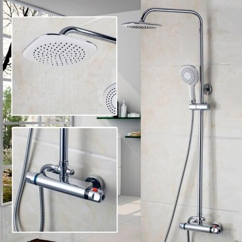 Modern Luxury Bathroom Faucet Chrome Polished Shower Set Hot&Cold Mixers Taps Wall Mounted Rainfall Shower Faucets