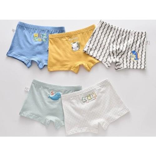 5Pcs/lot Girls Boys Cotton Boxer Briefs Girl Panties Boys Boxer Shorts Childrens Panties Kids Underwear For 2-14 Years BU062