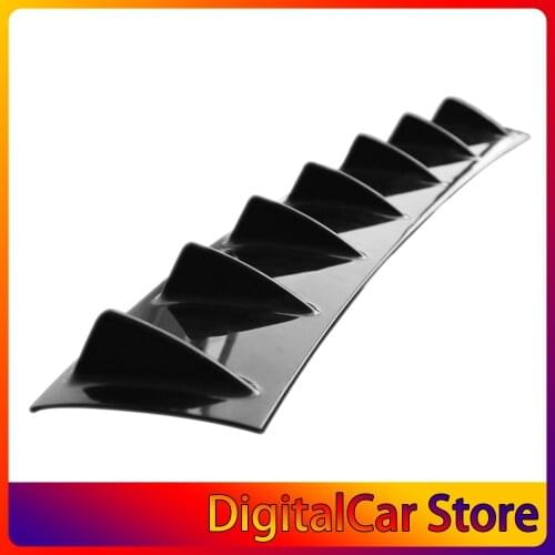 Universal Car Rear Bumper Lip Diffuser 7 Fin Shark Fin Style Car Back Bumper Spoiler Lip Splitter Car-Styling ABS Plastic Top