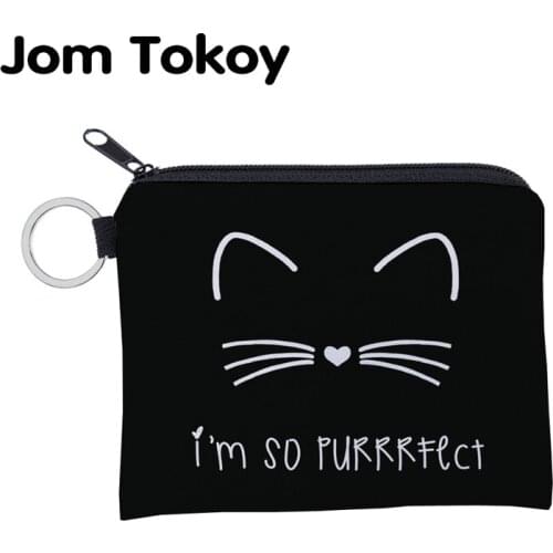 Jomtokoy Cute cat printing waterproof Purse Card Key Pouch Small Zipper Coin Purse Card Holder Mini square wallet