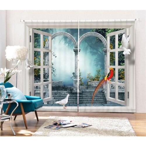 Blackout Fabric birds 3D Window Curtains Drapes For Living room Bed room Hotel Decorative Home Wall Tapestry