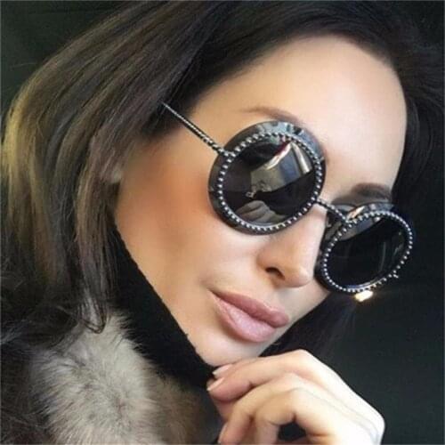 Female Rinestone Sunglasses Women Brand Vintage Sun Glasses Ladies Round Eyewear Retro Glasses Oculos de sol Feminino Gafas