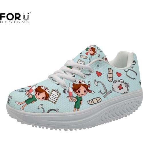 FORUDESIGNS Women Spring/Autumn Platform Shoes Nursing Shoes for Women Height Increasing Spring/Autumn Swing Shoes Breathable