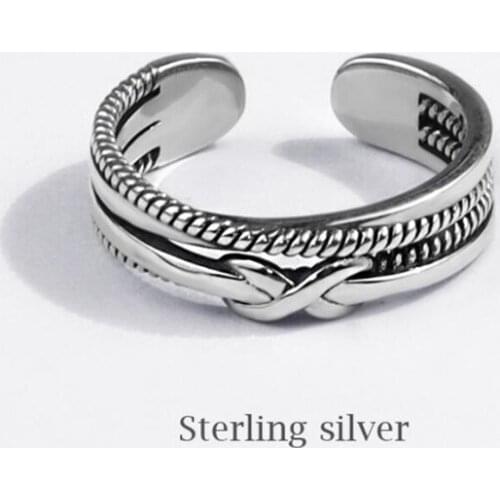 Sole Memory Vintage Cross Thai Silver 925 Sterling Silver Female Resizable Opening Rings SRI692