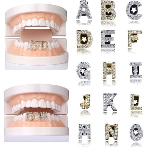 26 Letter AAA Cubic Zirconia Tooth Teeth Dental Grills Hip Hop Jewelry Accessories Iced Out Grills Unisex Body Statement Jewelry