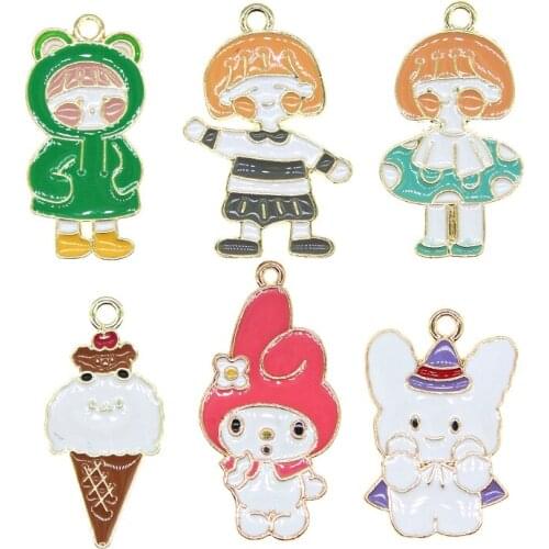 10pcs/set Cartoon figure Enamel Charms Pendants Many kinds Cute Metal Charms DIY Bracelet Earrings For Jewelry Accessories