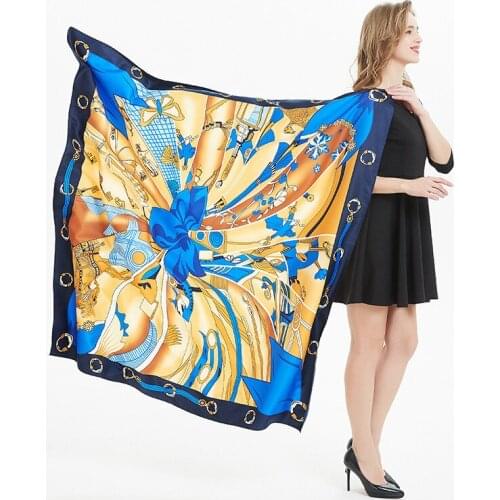 130*130cm TOP Silk superior Keychain rings Scarves Women Foulard Square Hijab Scarf Ladies Shawl wrap muffler pareo female hijab