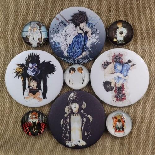 2 Pcses Anime Death Note Icon L·Lawliet Killer Yagami Light Time Gem Brooch Badge Backpacks Button Clothes Breastpin SWBJ-3