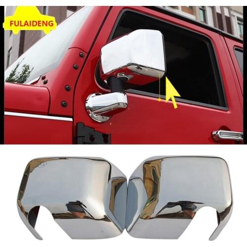 2PCS For Jeep Wrangler JK 2007-2017 ABS Chrome Door Side Reviewer Mirror Cover Trim Kits Car Styling