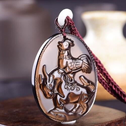 2017 years of respect for the election is a chicken year life mascot Ji Niu days to help ice kind obsidian pendant