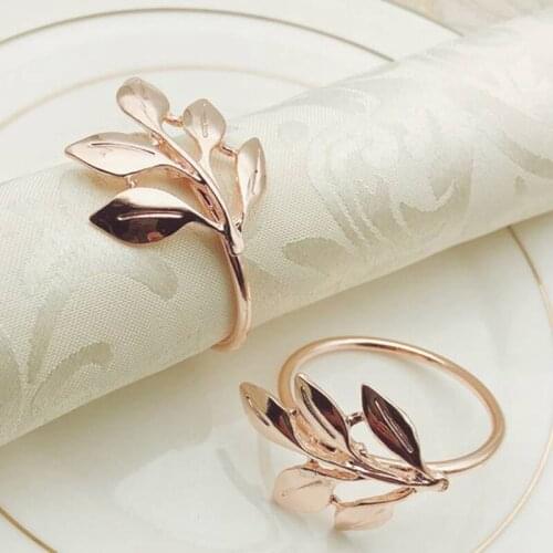 6 Pcs Napkin Ring,Leaf Napkin Set,Napkin Ring Napkin Holder Decoration,Suitable for Christmas,Holiday, Dinner Decoration-ABUX