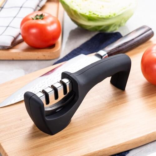 3-in-1 Kitchen Knife Accessories 3-Stage Kitchen Knife Sharpener Helps Repair, Restore Renew & Polish Blades
