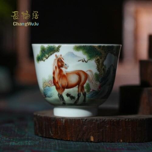 Changwuju in Jingdezhen Cups & Saucers chinese tea cup the handmade porcelain Kung-Fu tea bowl celadon painted by Jinhongxia