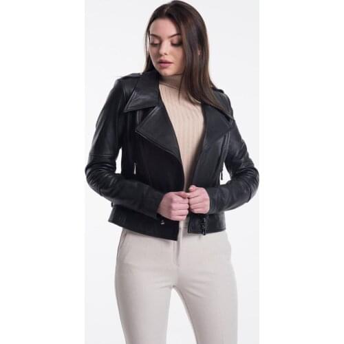 Black Womens Genuine Leather Jacket