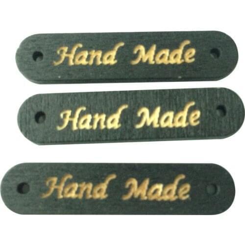 20pcs black hand made wood labels for clothing wooden button for Clothing DIY sweater handmade wood sewing buttons clothes tags