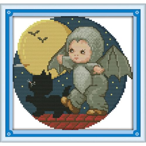Baby bats cross stitch kit animal 18ct 14ct 11ct count print canvas stitching embroidery DIY handmade needlework plus