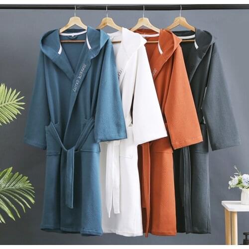 Home Dressing Gown Couples Bathrobe Sleepwear Hotel Lovers Casual Robes Quilted cotton Nightgown Kimono Bride Groom Wedding Gown
