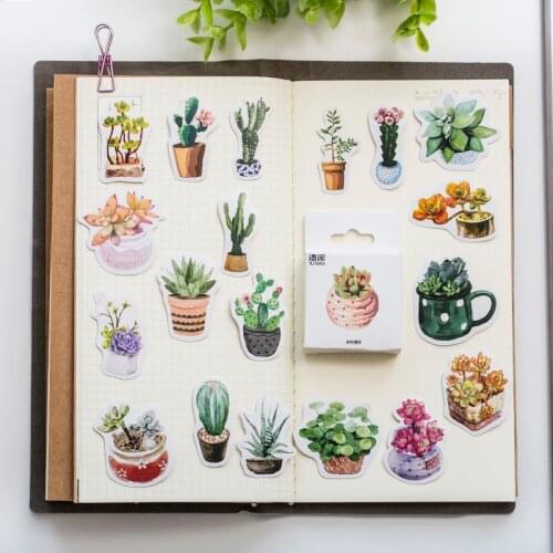 Succulent Plant Stickers 50pcs/pack Scrapbooking Stickers Decoration DIY Album Diary Planner Calendar Stickers
