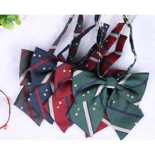 Stars Embroidery Striped Pattern British Japanese School Girls & Boys JK Uniform BowKnot Tie Students Necktie Cosplay 4 Colors