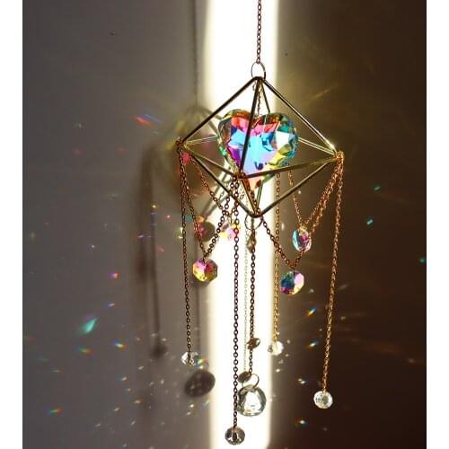 Love Heart Crystal Prisms Hanging Rainbow Chaser Lighting Accessories for Window Curtains Pendant Home Garden Car Lamp Decor