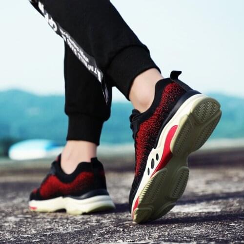 Sport Casual Shoes Breathable Casual Shoes Woven Sneakers Sneaker Man Shoe Trainers Comfortable Men High Top Black