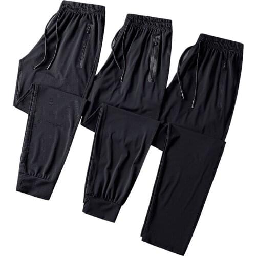 L-9XL Summer Men Sport Pants Long Zipper Pocket Quickly Dry Sweatpants Running Jogger Casual Fitness Gym Workout Pant Sportswear
