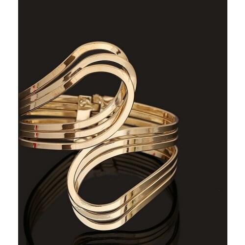 Fashion Gold Color Silver Color Opening Metal Exaggerated Indian Bangles High Quality Punk Bangle Female Bride Hand Jewelry