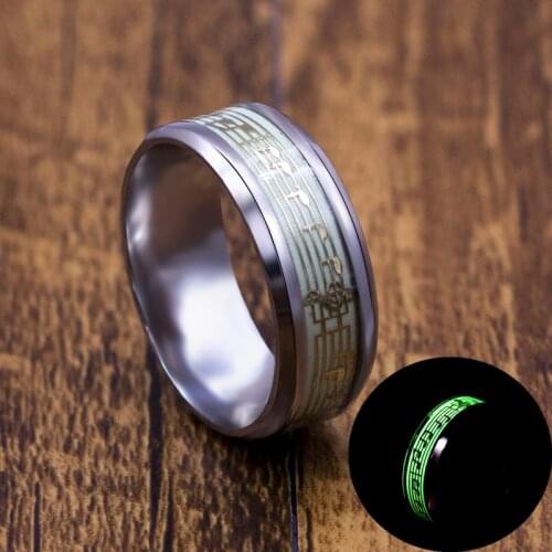 Music Stave Luminous Ring Men Women Creative Cool Wedding Stainless Steel Rings Jewelry