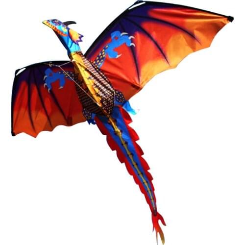 Outdoor Colorful 3D Dragon Flying Kite with 100m Tail Line Children Toys Polyester fabric fiberglass frame lightweight durable