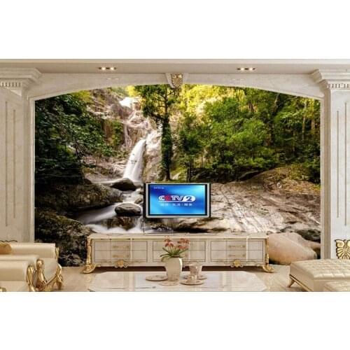 Custom wall murals nature,A waterfall in the jungle papel de parede,living room TV sofa wall bedroom wallpaper for walls 3d