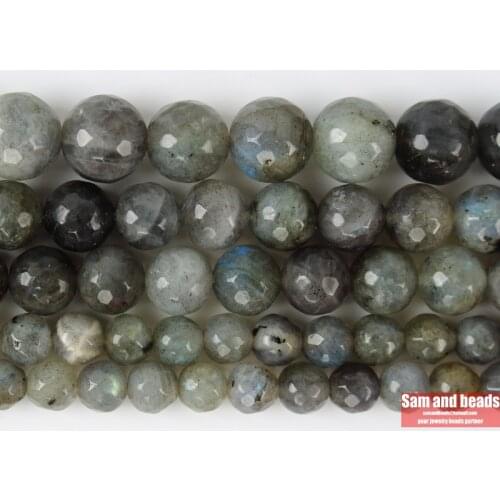 Natural Stone Faceted Blue Labradorite Round Loose Beads 6 8 10 12MM Pick Size for Jewelry Making FLB04