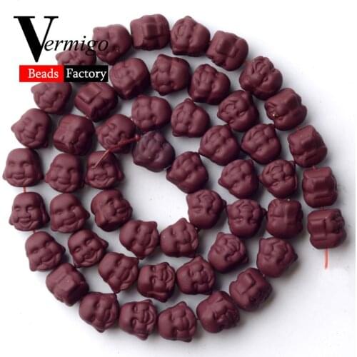 Natural Stone Red Wine Buddha Head Nanotech Rubber Hematite Beads For Jewelry Making 8mm Spacer Beads Diy Bracelets 15'Strand
