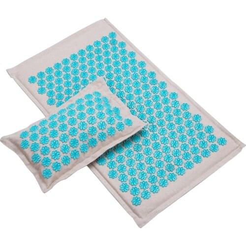 Nature Linen Coconut palm Massage Yoga mat sport pillow mat with bag Lotus Spike Acupressure Mat Cushion yoga matt Fitness