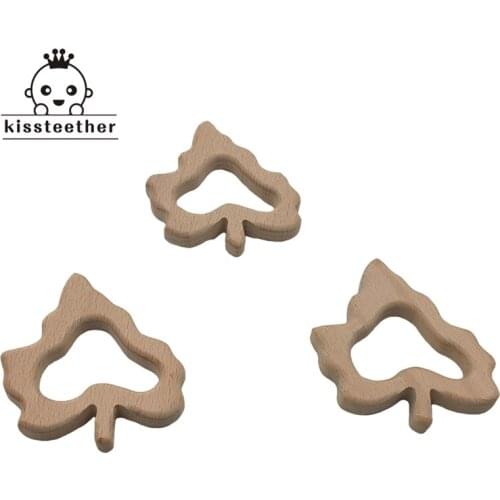 Unfinished Wooden Maple Leaf Shape Wood Leaves Pendant Wood Teether Teething Supplies Teething Baby Gym Pendant Christmas Orname
