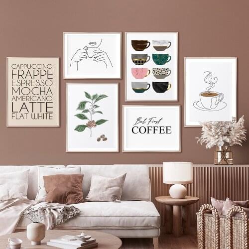 But First Coffee Poster Minimalist Cups Coffee Kitchen Prints Nordic Canvas Paintings Wall Art Pictures Living Room Home Decor